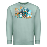 Seafoam winter snowman coffee cups Premium Sweatshirt - AdoDesignShop