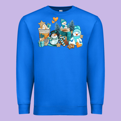 Winter Snowman Coffee Cups Premium Sweatshirt Designed By Adodesignshop