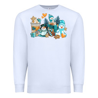 White winter snowman coffee cups Premium Sweatshirt - AdoDesignShop