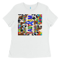White autism mom puzzle ribbon Ladies Tee - TumblerDesignByShophia