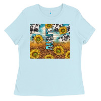 Baby Blue aunt sunflower leopard glitter Ladies Tee - TumblerDesignByShophia