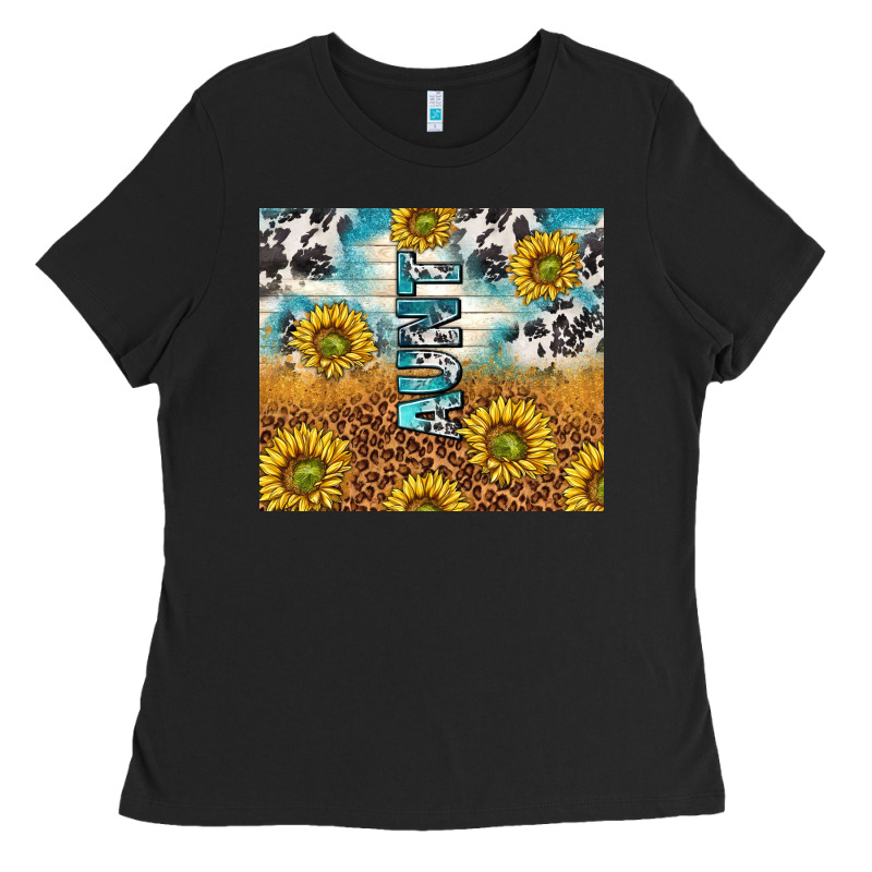 Aunt Sunflower Leopard Glitter Ladies Tee by TumblerDesignByShophia | Teevron
