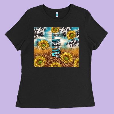 Aunt Sunflower Leopard Glitter Ladies Tee Designed By Tumblerdesignbyshophia
