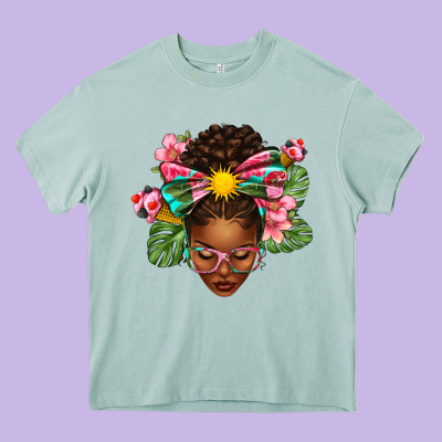 Afro Woman Summer Heavy Core Tee Designed By Texasbilliewilder