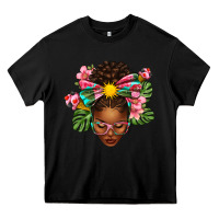 Black Afro Woman Summer Heavy Core Tee - texasbilliewilder
