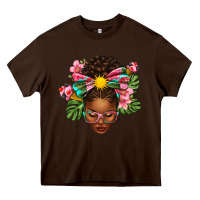 Chocolate Brown Afro Woman Summer Heavy Core Tee - texasbilliewilder