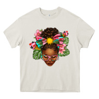 Cream Afro Woman Summer Heavy Core Tee - texasbilliewilder