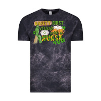 Cloud Black Safety first drink with a Nurse St. Patrick's Day Vintage Tee - CowGirlArtShop