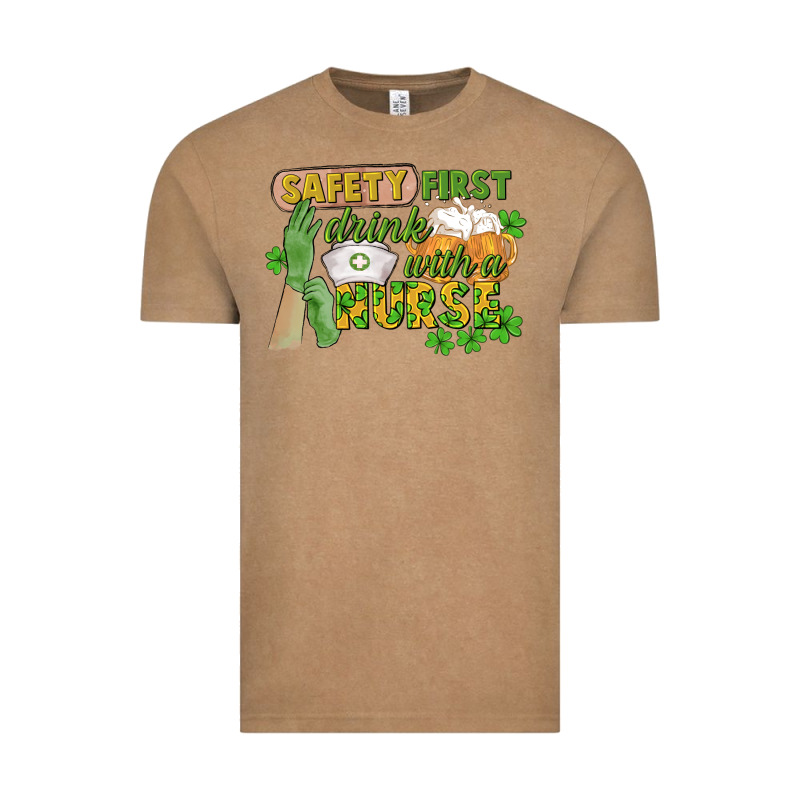 Safety First Drink With A Nurse St. Patrick's Day Vintage Tee by CowGirlArtShop | Teevron