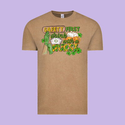 Safety First Drink With A Nurse St. Patrick's Day Vintage Tee Designed By Cowgirlartshop