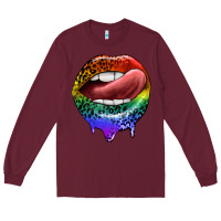 Burgundy rainbow lips pride Long Sleeve Tee - FaDigitalArtStudio