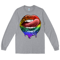 Heather Grey rainbow lips pride Long Sleeve Tee - FaDigitalArtStudio