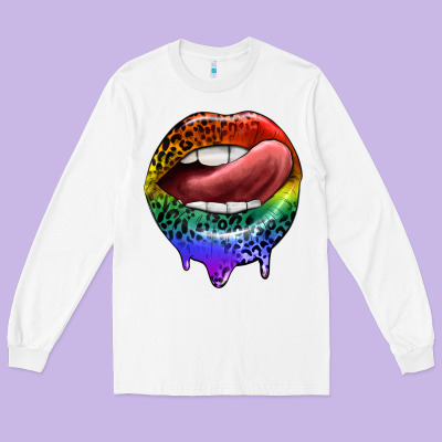 Rainbow Lips Pride Long Sleeve Tee Designed By Fadigitalartstudio