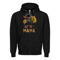 Black mess bun mama sunflowers Zipper Hoodie - BarkalooDesign