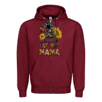Burgundy mess bun mama sunflowers Zipper Hoodie - BarkalooDesign