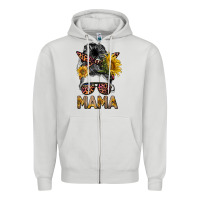 Dove Grey mess bun mama sunflowers Zipper Hoodie - BarkalooDesign