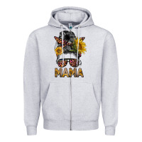 Heather Grey mess bun mama sunflowers Zipper Hoodie - BarkalooDesign