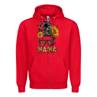 Red mess bun mama sunflowers Zipper Hoodie - BarkalooDesign