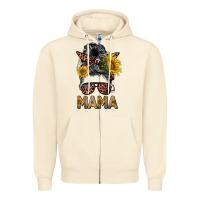 Sandshell mess bun mama sunflowers Zipper Hoodie - BarkalooDesign