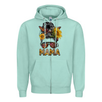 Seafoam mess bun mama sunflowers Zipper Hoodie - BarkalooDesign