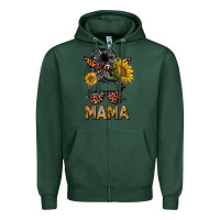 Sports Green mess bun mama sunflowers Zipper Hoodie - BarkalooDesign