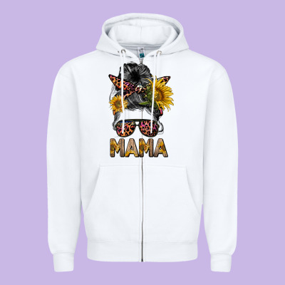 Mess Bun Mama Sunflowers Zipper Hoodie Designed By Barkaloodesign