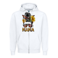 White mess bun mama sunflowers Zipper Hoodie - BarkalooDesign