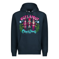 Navy Nuts About Christmas Premium Hoodie - CowhideDigitalArt