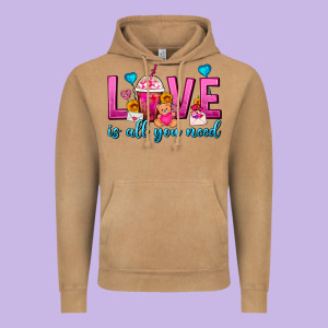 Love Is All You Need Valentines Day Frappe Coffee Vintage Hoodie Designed By Fadigitalartstudio