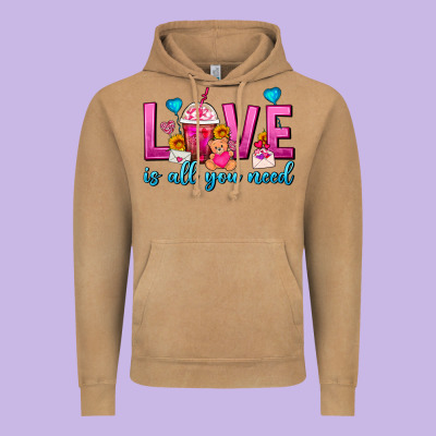Love Is All You Need Valentines Day Frappe Coffee Vintage Hoodie Designed By Fadigitalartstudio