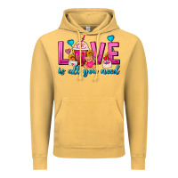 Vintage Mustard Love Is All You Need Valentines Day Frappe Coffee Vintage Hoodie - FaDigitalArtStudio