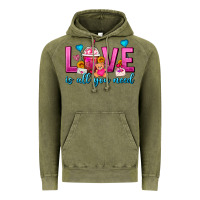 Vintage Olive Love Is All You Need Valentines Day Frappe Coffee Vintage Hoodie - FaDigitalArtStudio