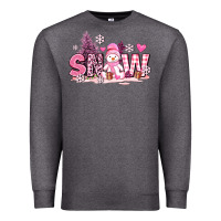 Charcoal Heather pink snowman and snow Premium Sweatshirt - AdoDesignShop