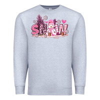 Heather Grey pink snowman and snow Premium Sweatshirt - AdoDesignShop