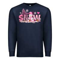 Navy pink snowman and snow Premium Sweatshirt - AdoDesignShop
