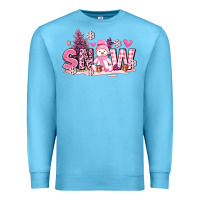 Ocean Blue pink snowman and snow Premium Sweatshirt - AdoDesignShop