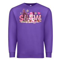 Purple pink snowman and snow Premium Sweatshirt - AdoDesignShop