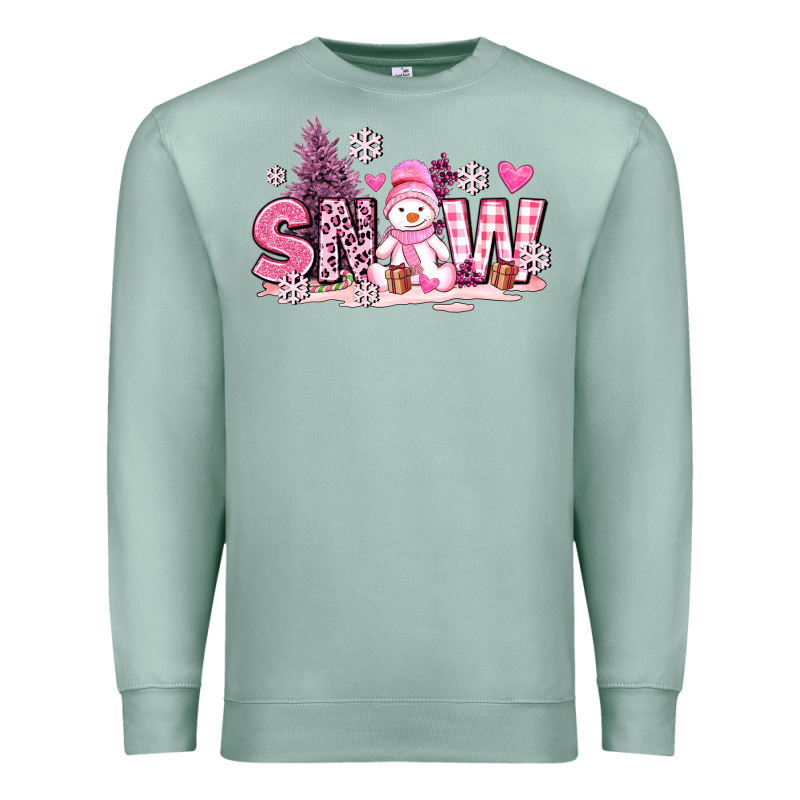 Pink Snowman And Snow Premium Sweatshirt by AdoDesignShop | Teevron