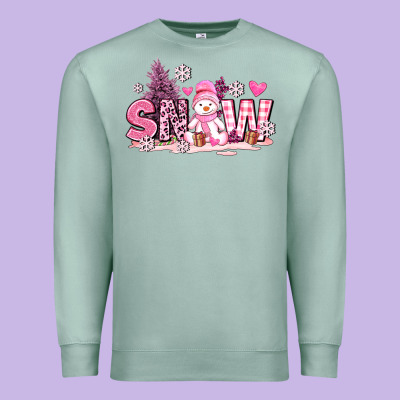 Pink Snowman And Snow Premium Sweatshirt Designed By Adodesignshop