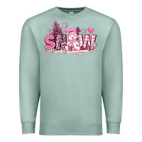 Seafoam pink snowman and snow Premium Sweatshirt - AdoDesignShop