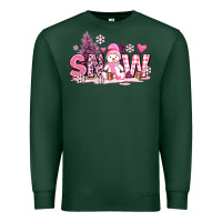 Sports Green pink snowman and snow Premium Sweatshirt - AdoDesignShop