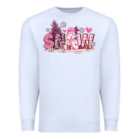 White pink snowman and snow Premium Sweatshirt - AdoDesignShop
