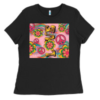 Black peace love hippie daisy Ladies Tee - TumblerDesignByShophia