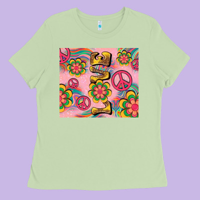 Peace Love Hippie Daisy Ladies Tee Designed By Tumblerdesignbyshophia
