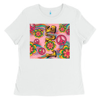 White peace love hippie daisy Ladies Tee - TumblerDesignByShophia