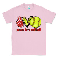 Bubblegum Pink Peace love Softball Classic Tee - HowdyJamesFarm