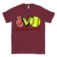 Burgundy Peace love Softball Classic Tee - HowdyJamesFarm