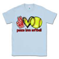 Dusty Blue Peace love Softball Classic Tee - HowdyJamesFarm
