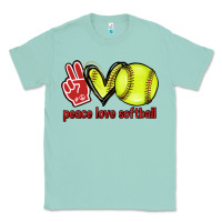 Seafoam Peace love Softball Classic Tee - HowdyJamesFarm