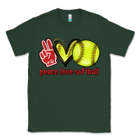 Sports Green Peace love Softball Classic Tee - HowdyJamesFarm